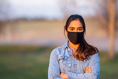Woman Wearing Protective Mask Outside