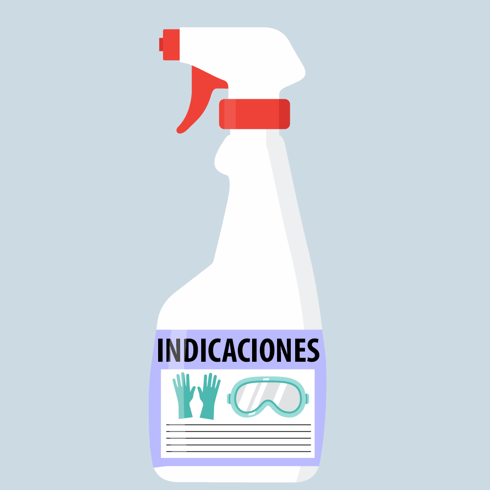 Ilustración de una botella con la palabra instrucciones