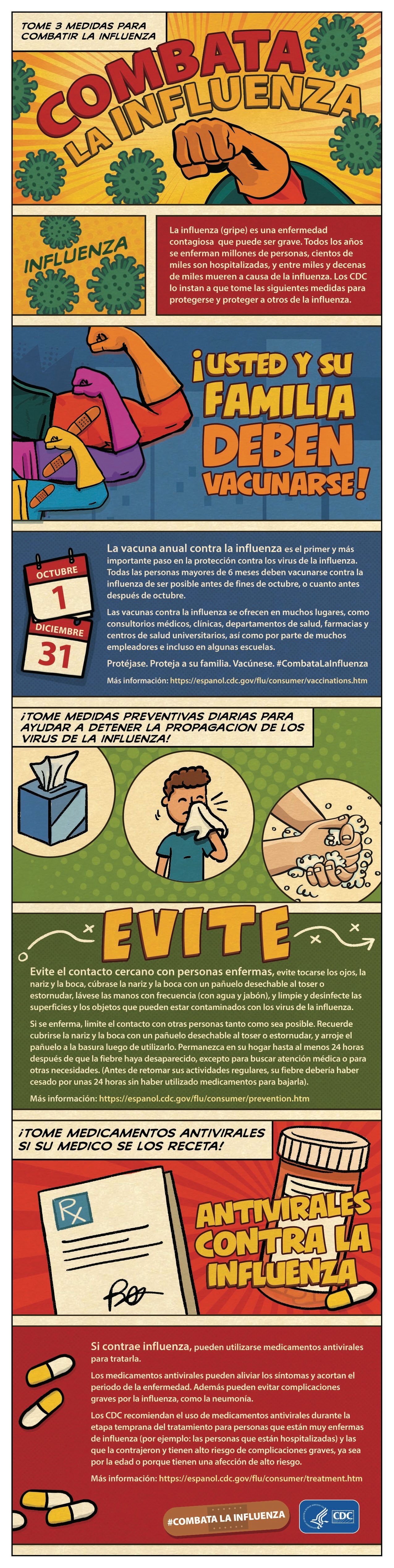 tome 3 medidas para combatir la influenza (afiche)