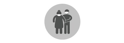 Icon of masked person assisting the elderly
